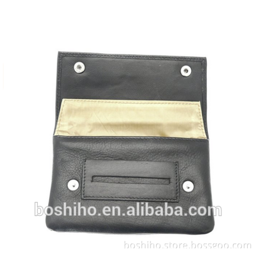 Boshiho Genuine Cowhide Leather Tobacco Pouch Cigartte Pouches Black